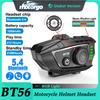 BT56 Motorcycle Helmet Headset Bluetooth 5.4 Handsfree Call Wireless Noise Reduction Waterproof Earphone with Rhythm Music Light