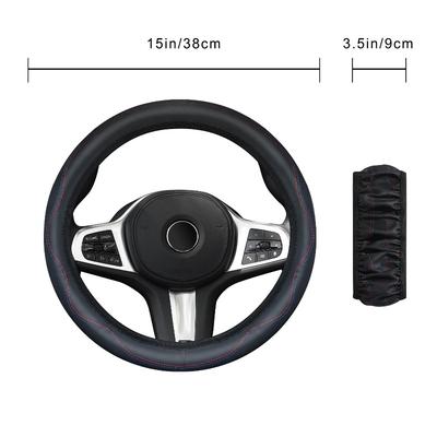 1 Stück Auto-Lenkradabdeckung, aus PU-Leder ohne Innenring, mit geprägten Rillen, in einer runden D-Form für alle Jahreszeiten