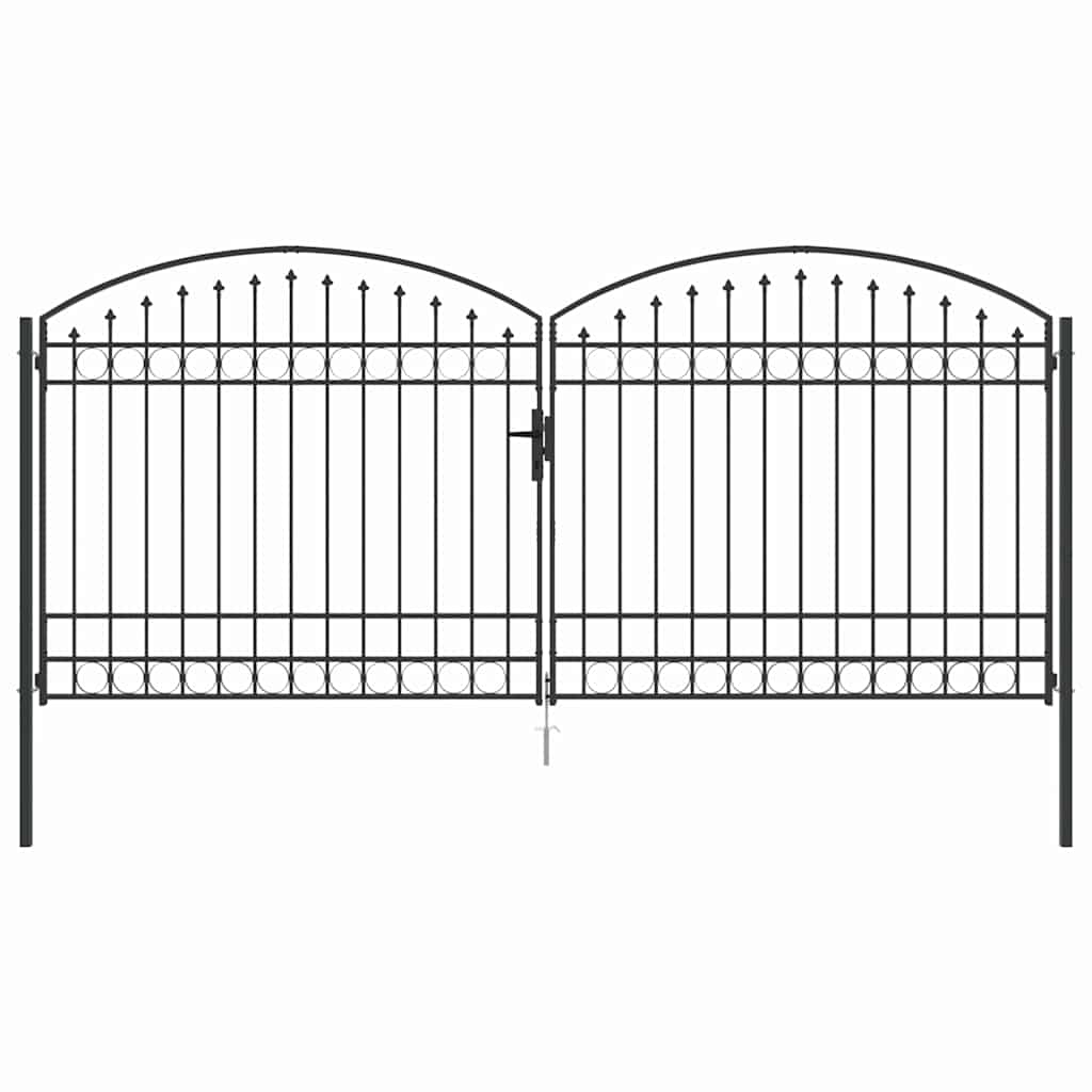 Fence Gate ASSEN 401 X 224.5 Cm Steel Gray Lockable