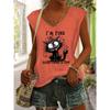 Cartoon cat print spring/summer V-neck vest