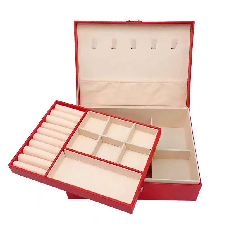 Double-Layer PU Leather Jewelry Box for Earrings, Rings, Necklaces, Bracelets, and Ornaments