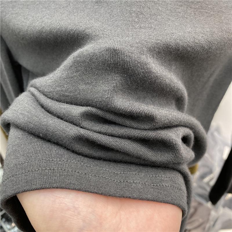 Women's Brushed Fleece-Lined Cotton Stand-Up Collar T-Shirt, Long-Sleeve, 2025 Autumn/Winter Collection