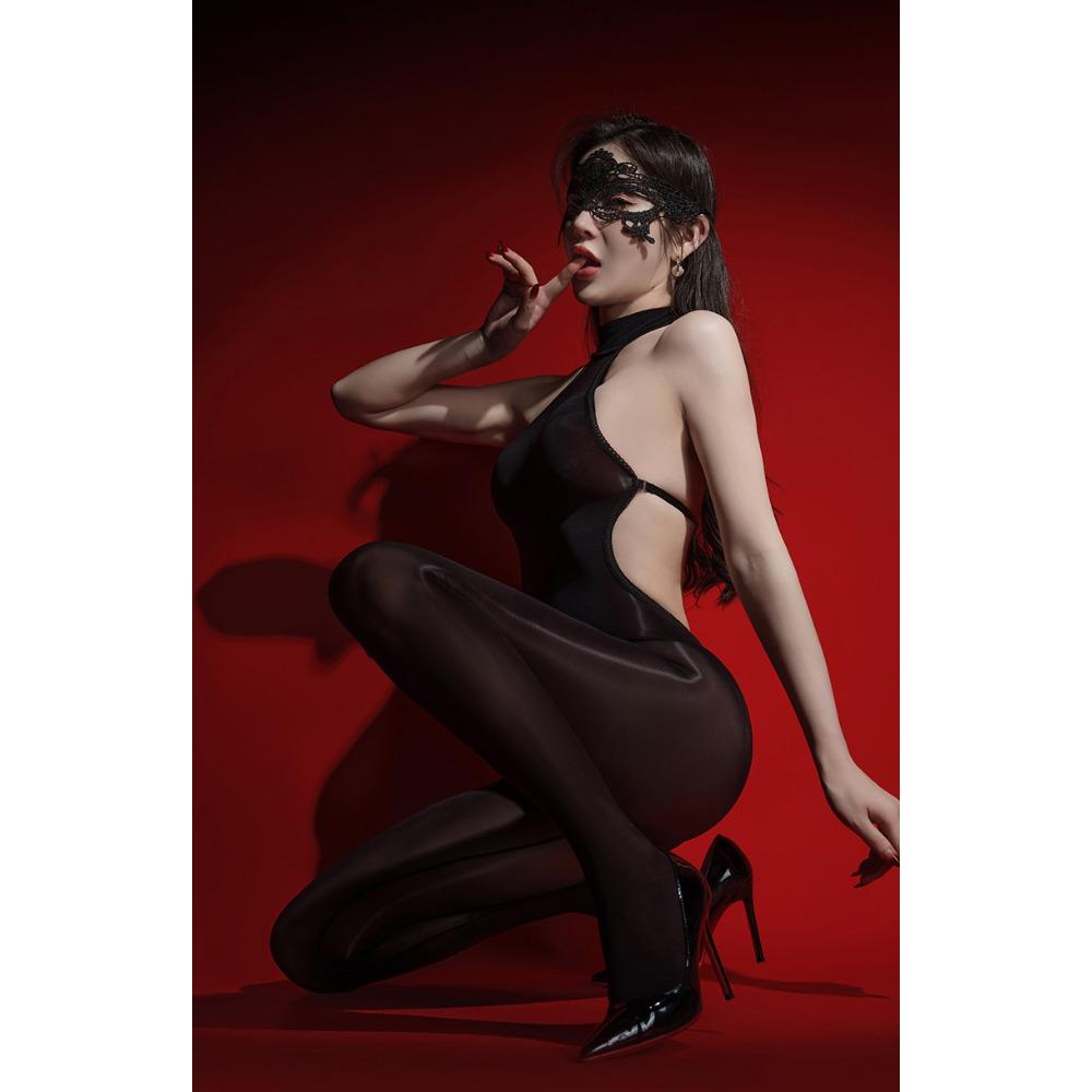New 6D Super Oily Horse Oil Stockings Open Fun Temptation Sexy Backless Onesie Tight Wrap Full Body