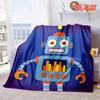 Cute Colorful Cartoon Robot Bar Chart Antenna Gradient Purple Print Soft Flannel Throw Blanket Lightweight Warm Sofa Couch Bed Home Decor Cover