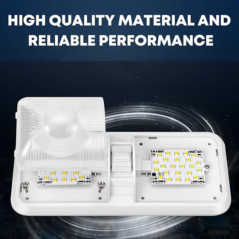 12V 8W RV LED Ceiling Double Dome Light Natural White 4500K with Switch vehicle Interior Reading Lights for Car Camper Boat
