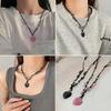 Heart Natural Stone Necklace Woven Rope Chain Choker for Women Girl Unisex Necklace Gemstone-Jewelry Ornament Gift