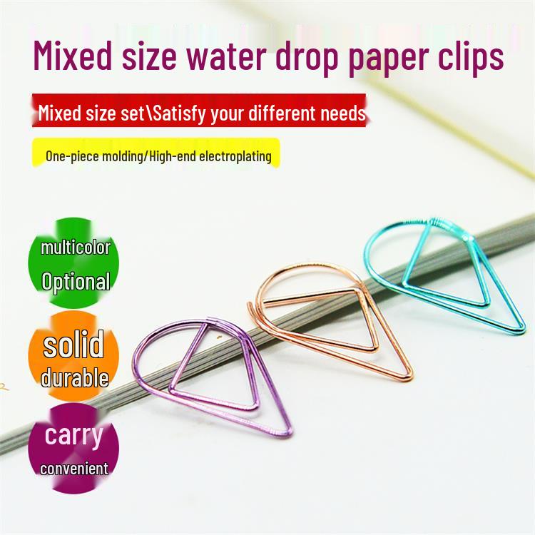Water Drop Metal Bookmark & Binder Clip - 6 Colors