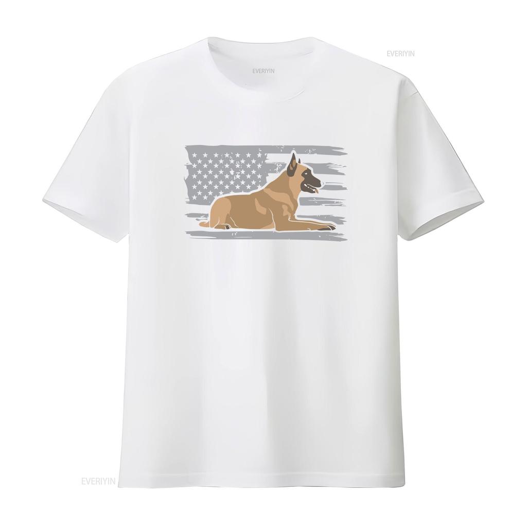 American Flag Belgian Malinois Mom T Shirt Patriotic Dog For Her Women Vintage Washed Versatile Graphic Homme Unisex Fashion