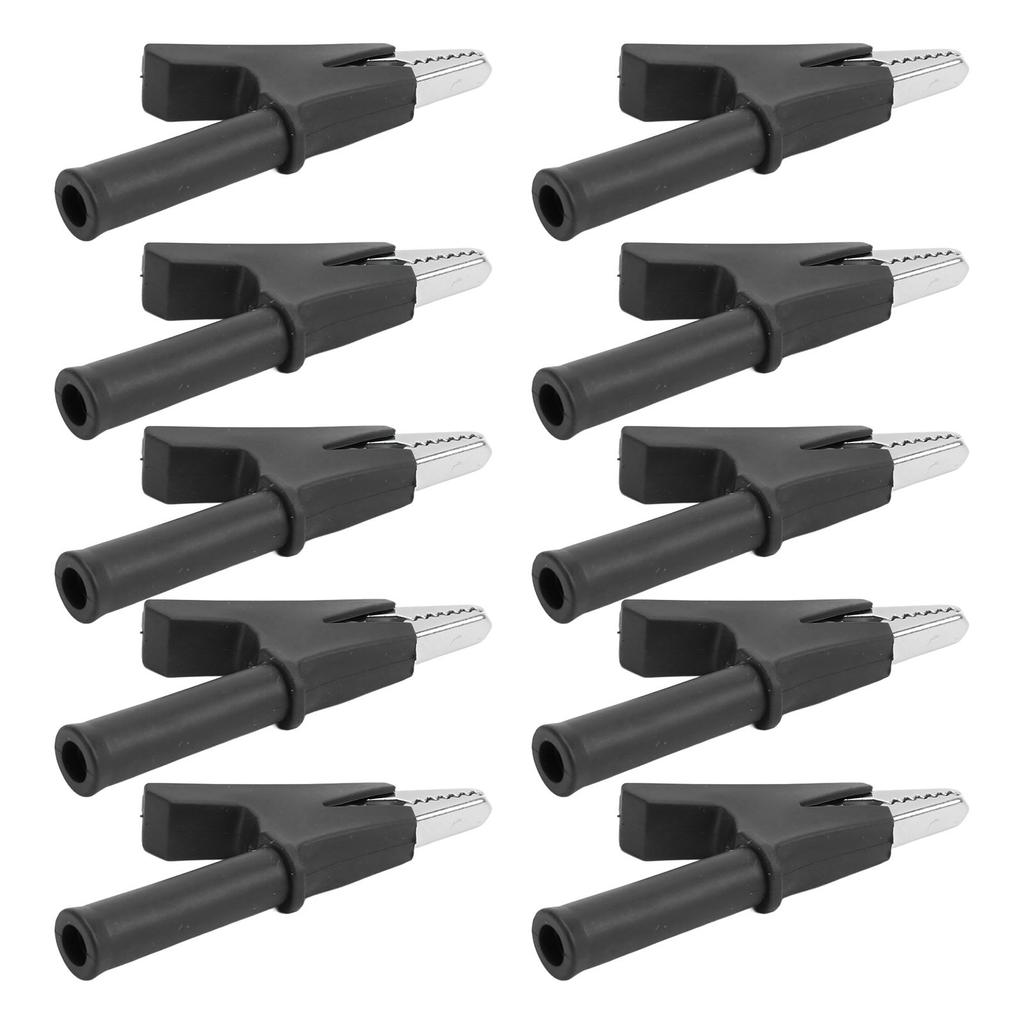 10Pcs Crocodile Clip Testing Clamp 10mm Opening 10A with 4mm Socket Accessory Set KitYellow