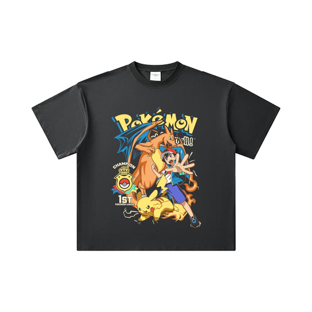 260 GSM Double Yarn 32 Count 100% Cotton Pokemon V1 Print Unisex Heavy Cotton T Shirt