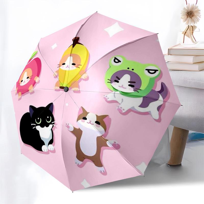 1pc Cats In Fruit Costumes Umbrella with Plastic Handle,Suitable for All Seasons Home Travel Outdoor Umbrellaptys31088