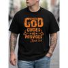 European Sizes Men's T-Shirt with _Where God Guides_ Faith Design - Black Short Sleeve Casual Round Neck Shirt, Comfortable for Church