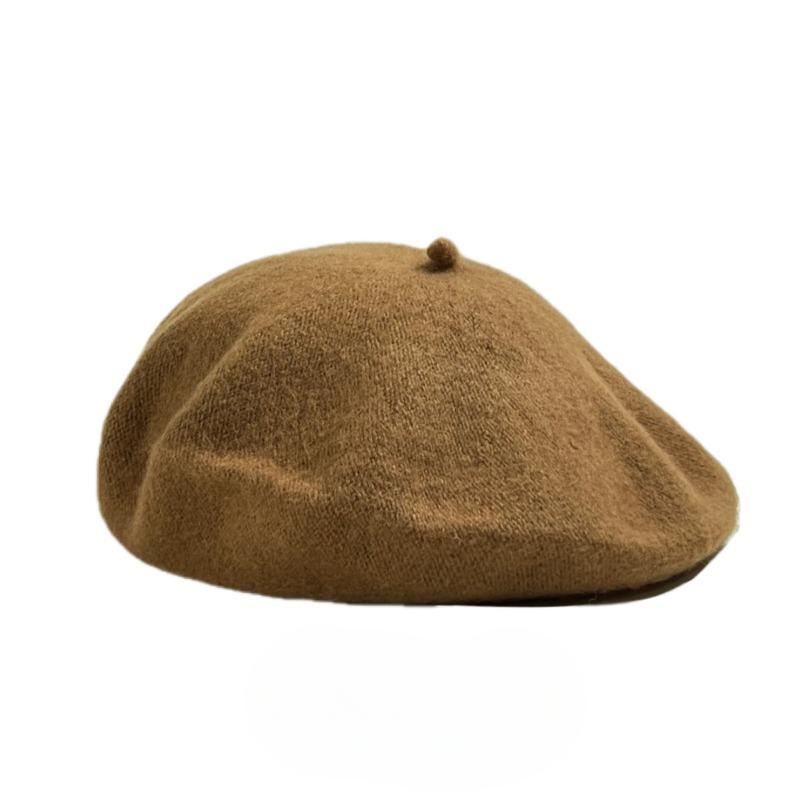 Vlnový baret Dámsky Jesenný Zimný Retro Všetko Zladiaci Klobúk Cukríkovo Farebný Maliarsky Osemuholníkový Púčikový Klobúk