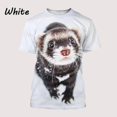 Unisex Casual Top O-hals Losse Korte Mouwen Zomer Mode Creatieve Dier Leuke Fret 3D Print T-shirt