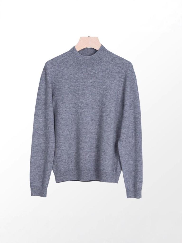 Women's Seamless Wool Half-High Neck Pullover - Slim-Fit Autumn/Winter Knit Sweater