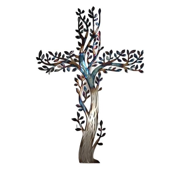 Indoor Wall Hanging Cross Metal Art Tree of Life Crosses Nature Inspired Decor M