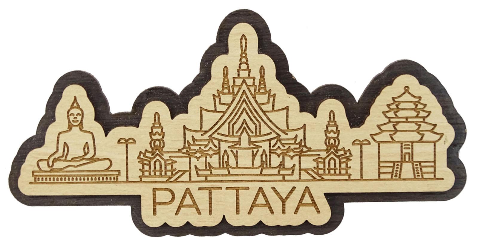 

Printtoo Wooden Thailand Monuments Engraved Fridge Magnet Souvenir Gift 2 x 4 Inches коричневий