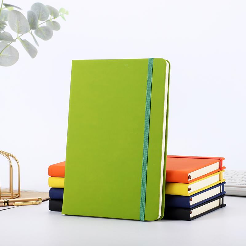 New Arrival High Quality A5 Notebook Custom PU Leather Hardcover Elastic Band  Office Journal Thread Sewing Binding