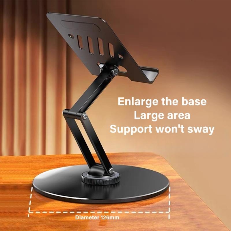 Aluminium Metall Tablet Ständer Halter mit 360 Grad drehbarer Basis Verstellbar Geeignet für Videokonferenzen Film schauen