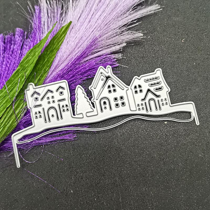 

Рождественский снег и дом, комбинированный дизайн, стиль, металлические штампы, сделай сам, скрапбукинг, тиснение, трафарет, бумага, шаблон для альбома серебряный