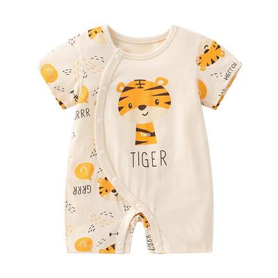 Tiger Baby Side-Opening Cotton Short-Sleeve Summer Romper - Infant Jumpsuit