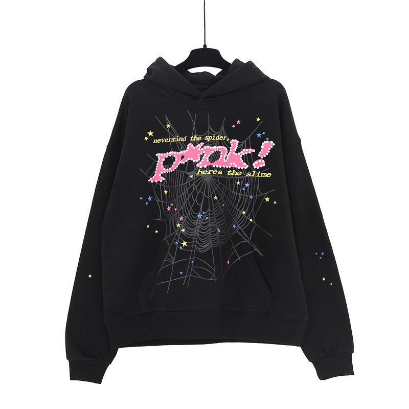 2025 Ny mote Print Letters Spindelvev Print Hettegenser Hip Hop Plus Size Løs Hettegenser Casual Bukser Sportsdress