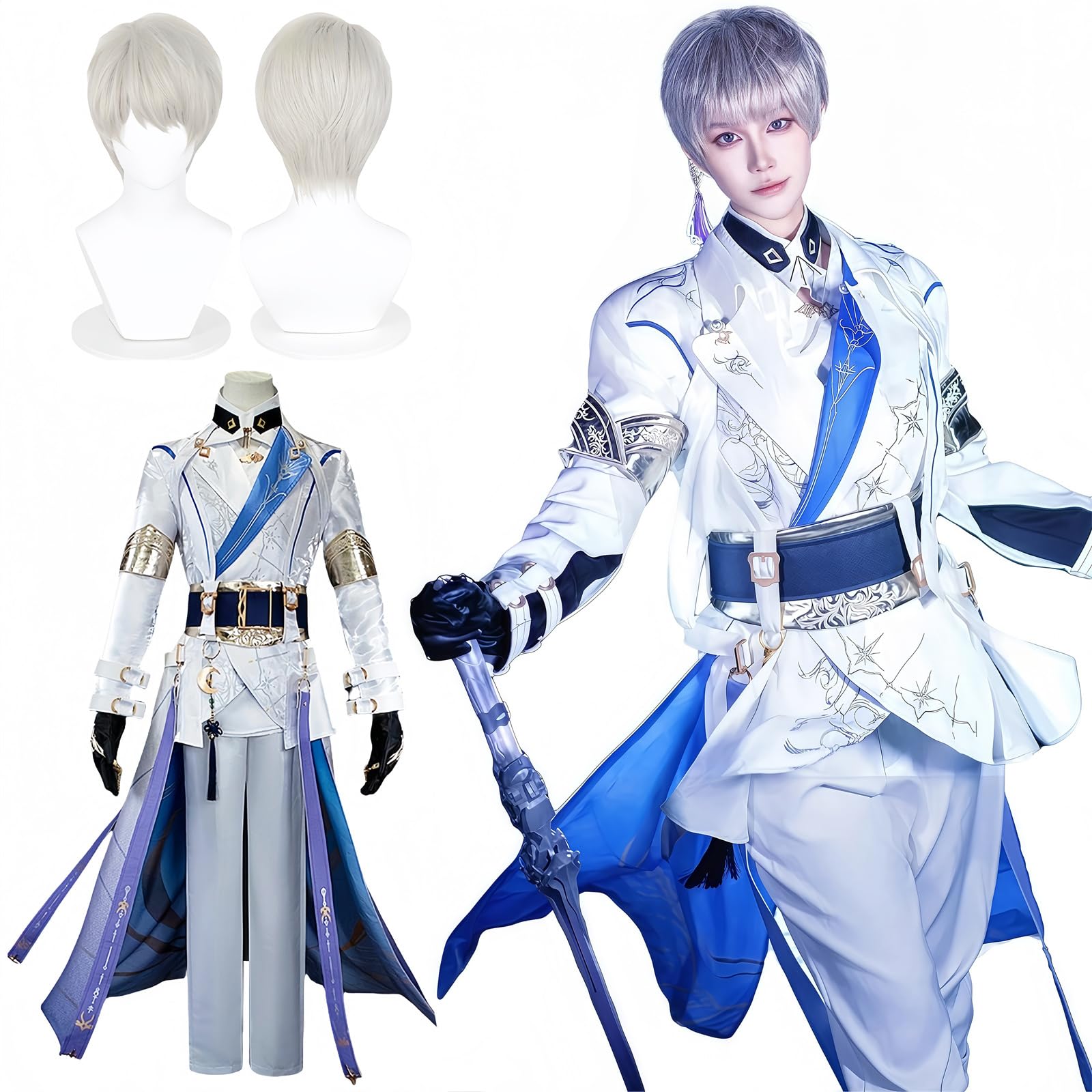 

[NOKIJP] Seiya Cosplay Costume from Koi to Miku, Protagonist, Koi Miku Cosplay Combat Uniform Set with Embroidery, Popular Game Costume (Large)