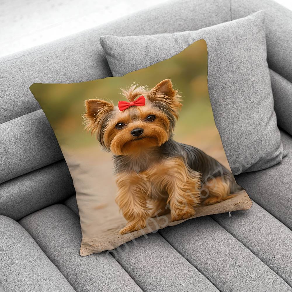 Yorkshire Terrier Dog Puppy Throw Pillow Case For 30x30cm 40x40cm 45x45cm 50x50cm 55x55cm Square Sofa Pillowcase Shell