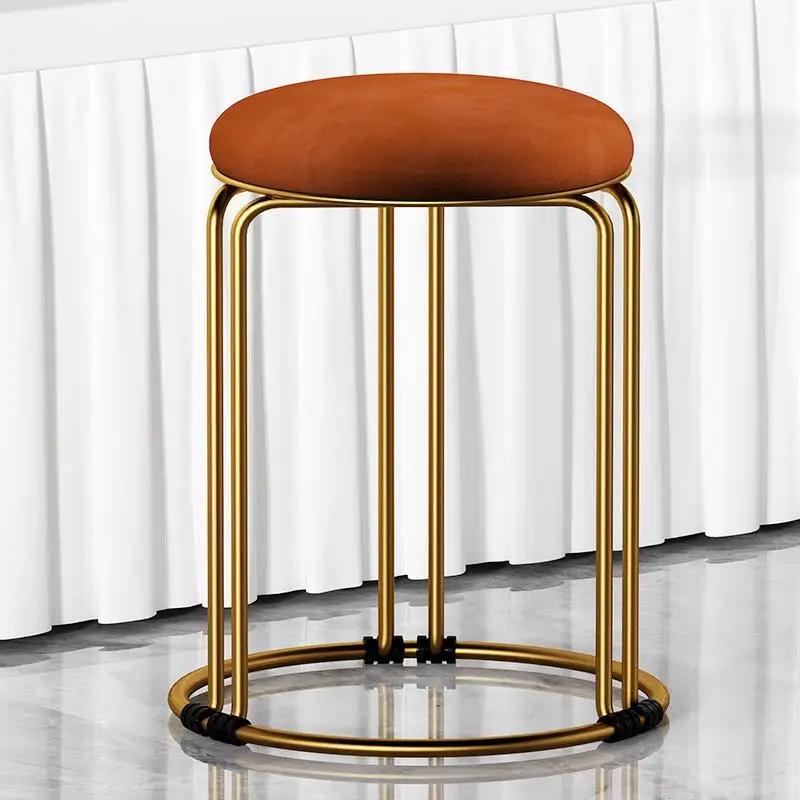 Rebar Round Stool Staable Soft Fabric Living Room Dining Table Bar Chair  Portable Lightweight Stool, Bedroom Dresser