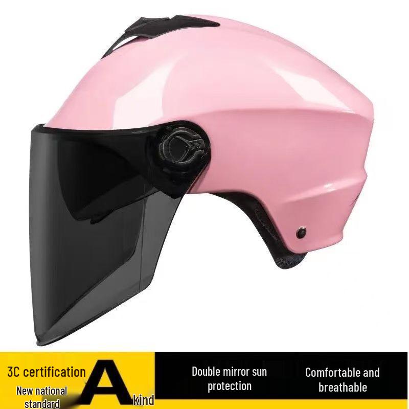 Durable Dual-Lens Motorcycle Half Helmet for Men & Women – Breathable, Sun-Protected, All-Season Safety