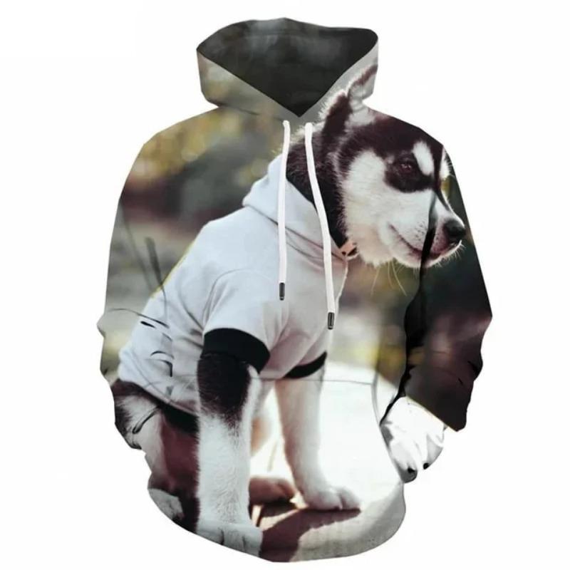 Christmas Cute Dog Hoodie For Men 3d Printed Animal Sweatshirt Harajuku Kids Hooded Tops Casual New Year Long Sleeves Hoodies