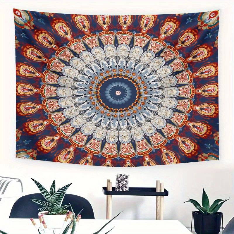Psychedelic Mandala Tapestry  Boho Sun  Moon Design Indian Ethnic Art Vibrant Colors Polyester for Bedroom or Dorm 74x94cm(29x37in)