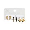 Women Simple Hoop Earrings Six-piece Set Stainless Titanium Steel Zircon Gold Color Fish Geometric Ear Ornaments