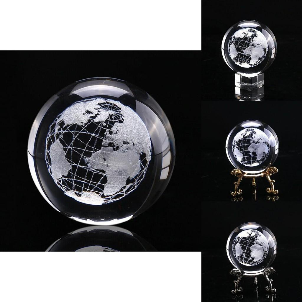 Elegante Bola de Cristal 3D de 60 mm Grabada con Láser Esfera de la Tierra en Miniatura Para Decoración del Hogar