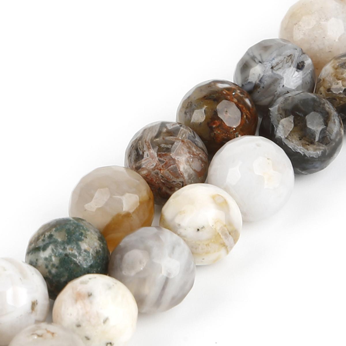 

4-10 мм/38-93 шт. натуральные круглые бамбуковые листы агата граненые каменные бусины для изготовления ювелирных изделий своими руками 10mm 38pcs