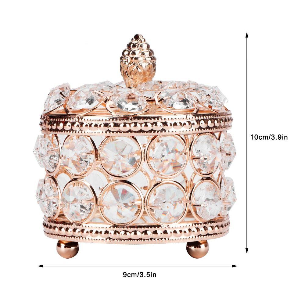 Iron Crystal Jewelry Box Electroplated Gold Jewelry Organizer Box  Women Jewelry Storage