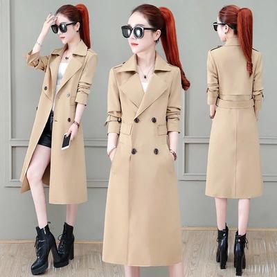 Windbreaker Women's Mid-length Spring and Autumn Loose and Thin Temperament Popular Jacket