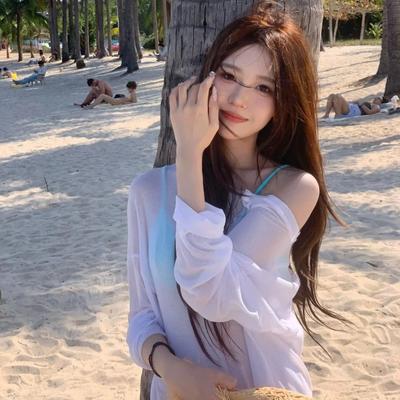 Damtriangelbikini: Baddräkt med Överdrag, Strandsemester, Tre delar, Lös, Sexig, Solskydd