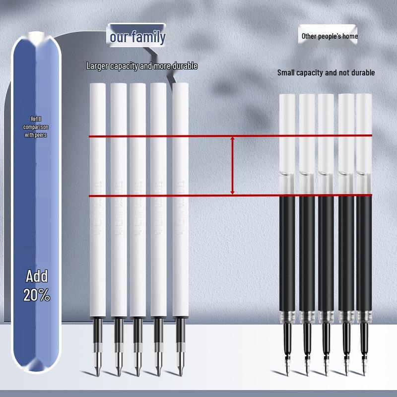 Neutral Erasable Black Ballpoint Pen Refill - Large Capacity for Smooth Writing