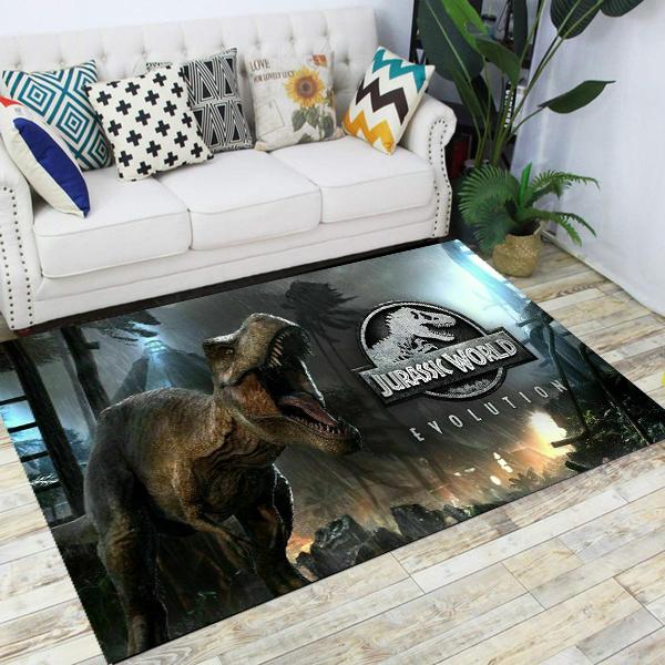 Jurassic Park Dinosaur Cartoon Carpets Rugs Non-slip Area Rug for Living Room Bedroom Foot Pad Decoration,Child Game Floor Mat
