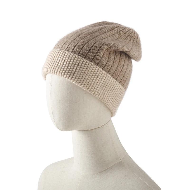 100% Pure Cashmere Knitted Hats for Autumn and Winter Women Fashionable Simple and Warm Hat Outdoor Windproof Hats Unisex
