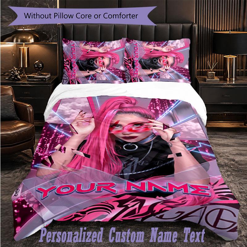 Personalized 3Pcs Bedding SetLady Gaga Custom Text Duvet Cover Pillowcase Set Bedroom Gift