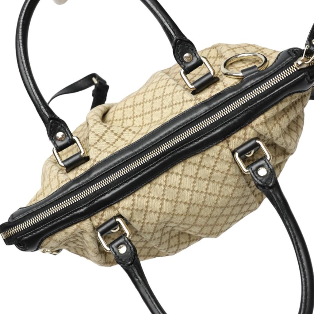 GUCCI Diamante Shoulder Bag canvas Black x beige Women 247902 Used