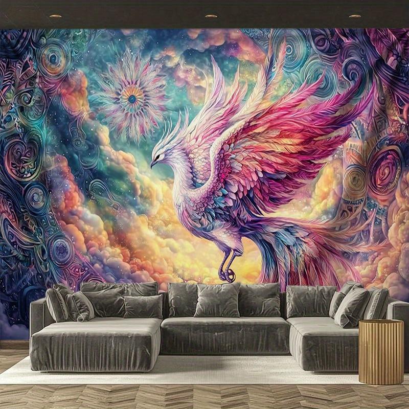 colorful phoenix pattern Digital printing polyester wall tapestry suitable for use in living rooms bedrooms offices bars party