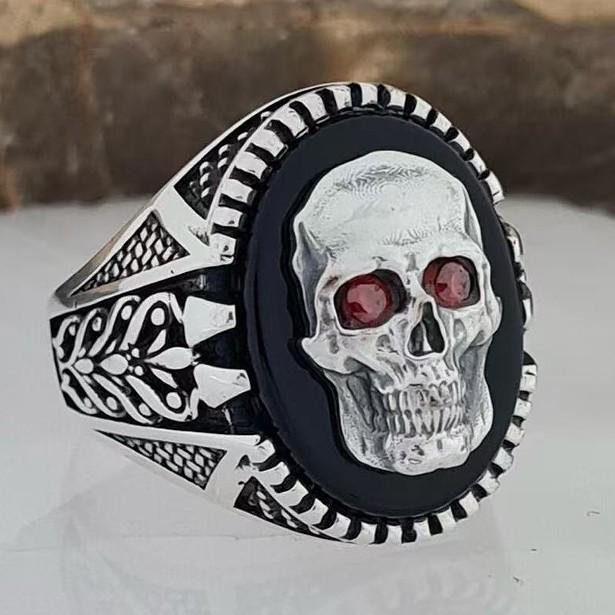 

Men s Carved Skull Retro Ring - Super Eco-Friendly Alloy Size 10