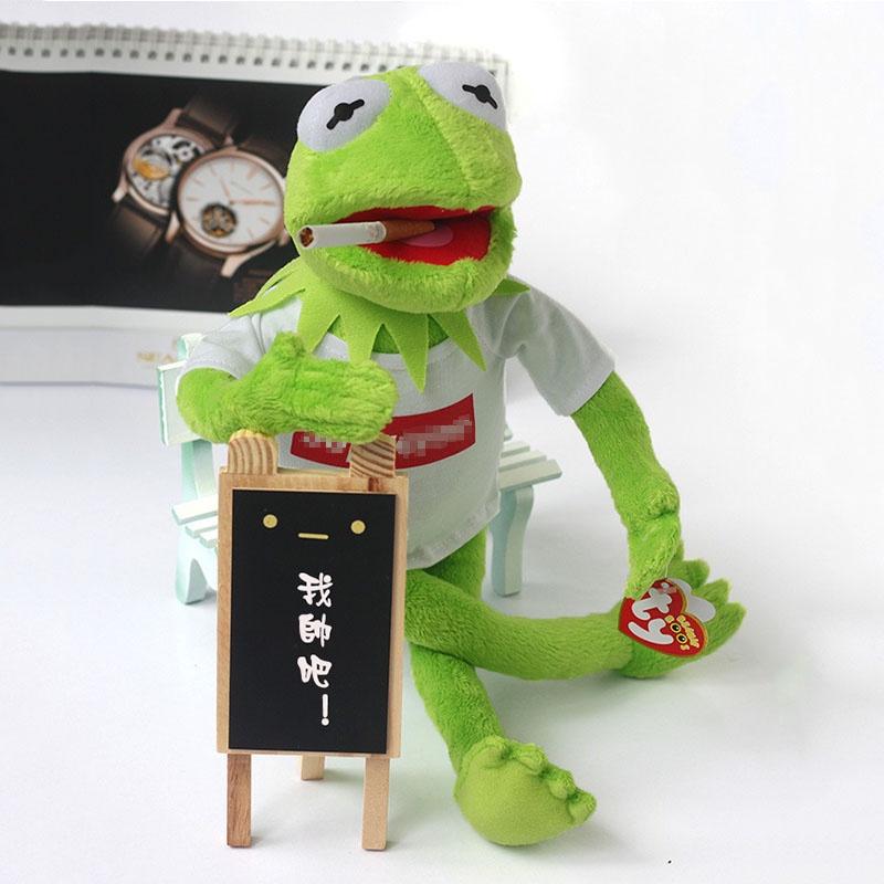 Juguete de Muñeco Kermit de Calidad Premium La Rana Muñeco Suave de Peluche Relleno 40cm Con Camiseta