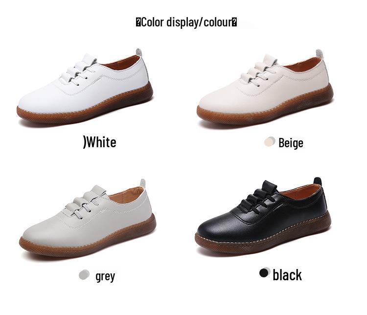 Women's Genuine Leather White Loafers: Soft Sole, Hollowed Design, Korean Style, Perfect for Casual Walking