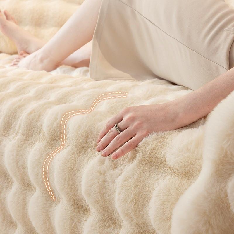 2024 New Cream Tuscan Rabbit Thickened Plush Pillow Throw Sofa Bedroom Tatami Backrest Cushion Non-slip Seat Mat