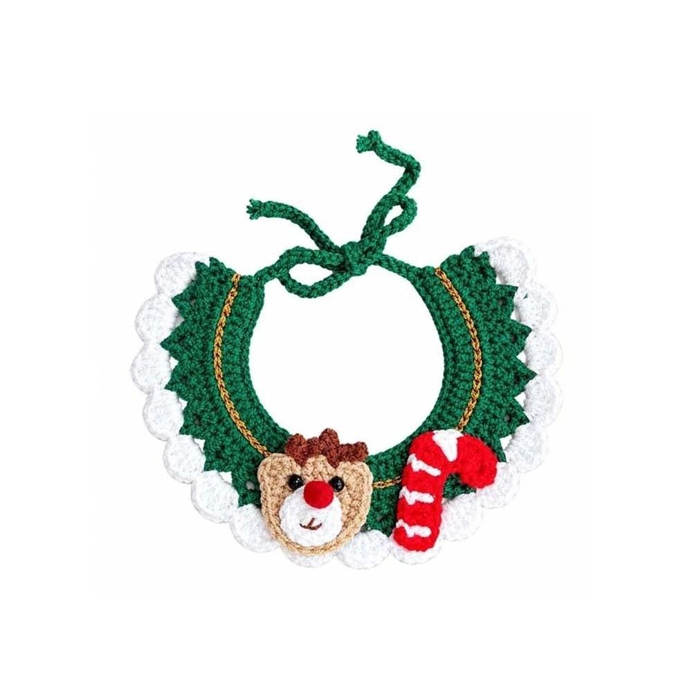 Red Bowknot Christmas Pet Neckwear Yarn Pet Holiday Bib Xmas Puppy Outfit Cat Santa Hat  New Year