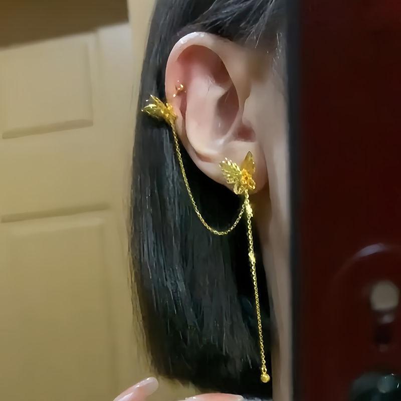 Golden Studs 2025 New Popular Beads Tassel Chic High Design Earrings